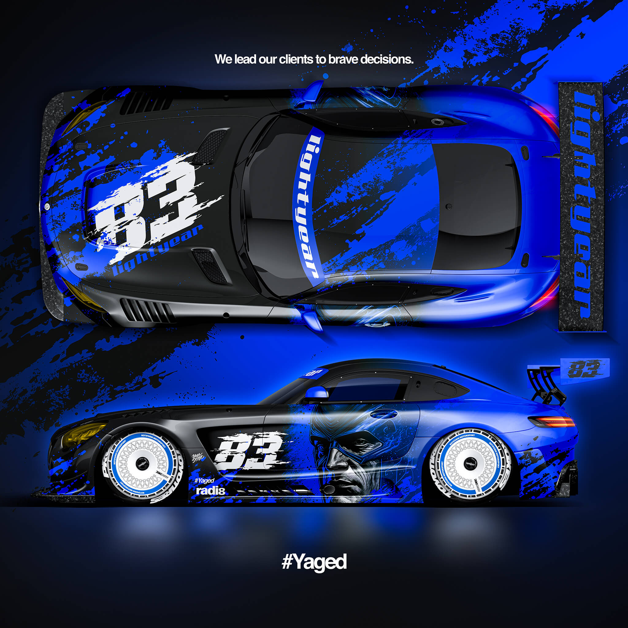 MERCEDES AMG GT FLASH SIDE AND TOP VIEW BY YAGODESIGN 2048 PX blue