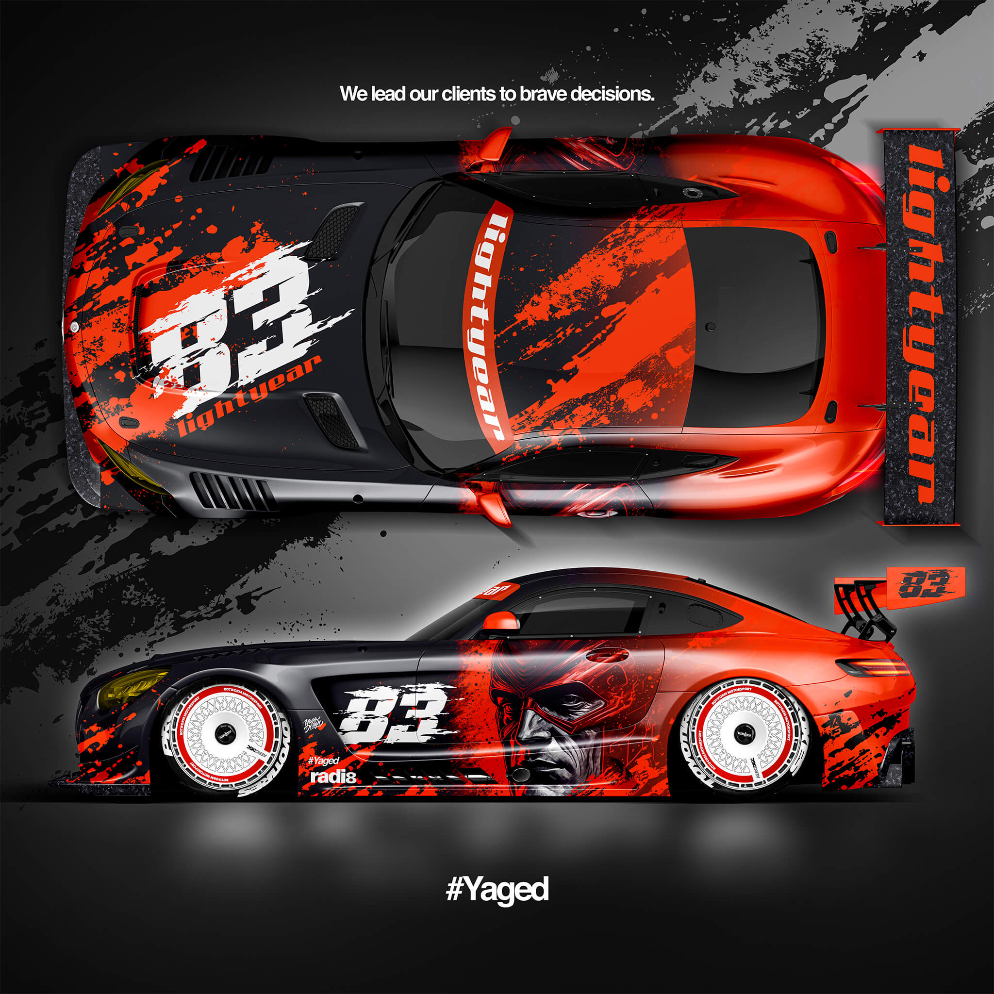 MERCEDES AMG GT FLASH SIDE AND TOP VIEW BY YAGODESIGN 2048 PX red