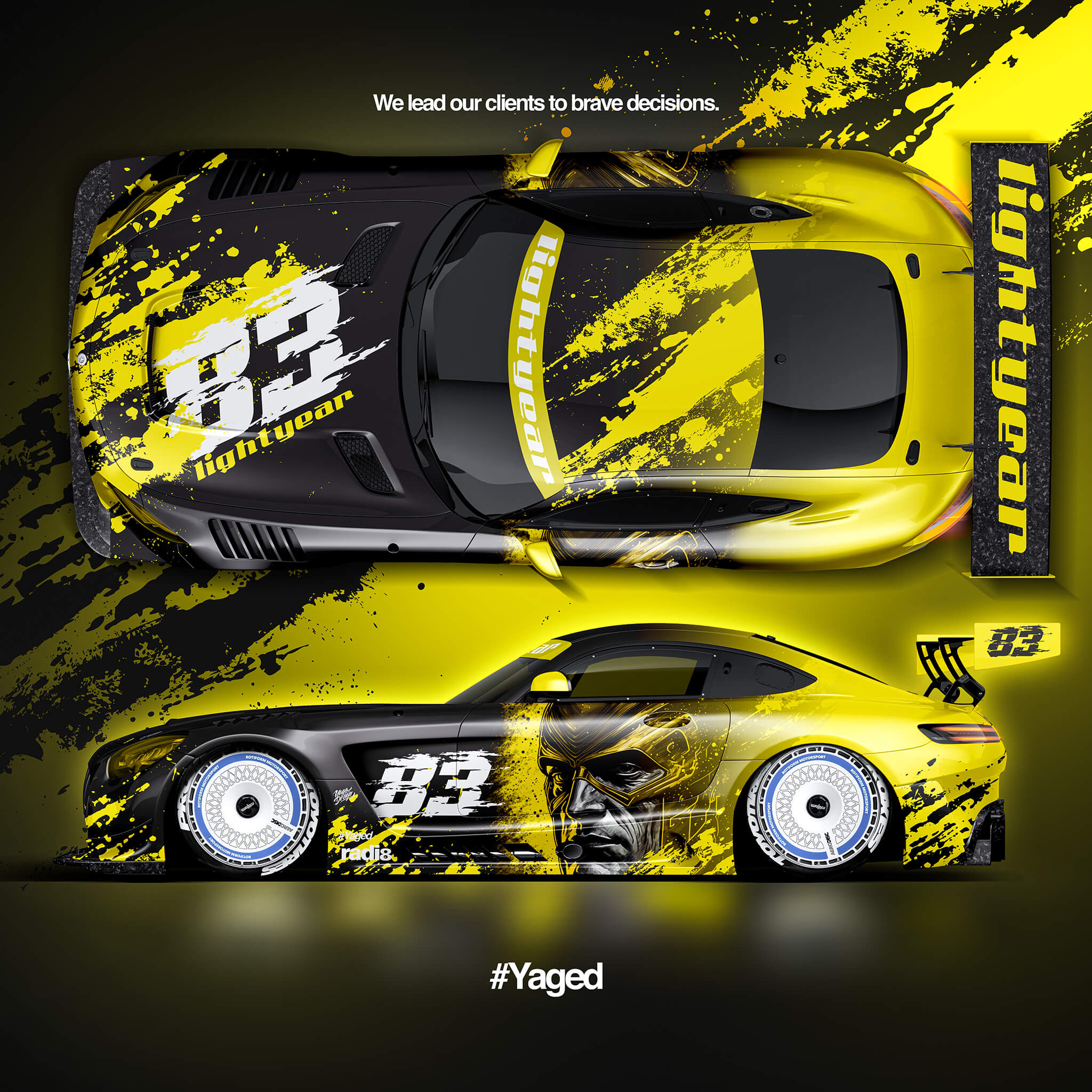 MERCEDES AMG GT FLASH SIDE AND TOP VIEW BY YAGODESIGN 2048 PX yellow