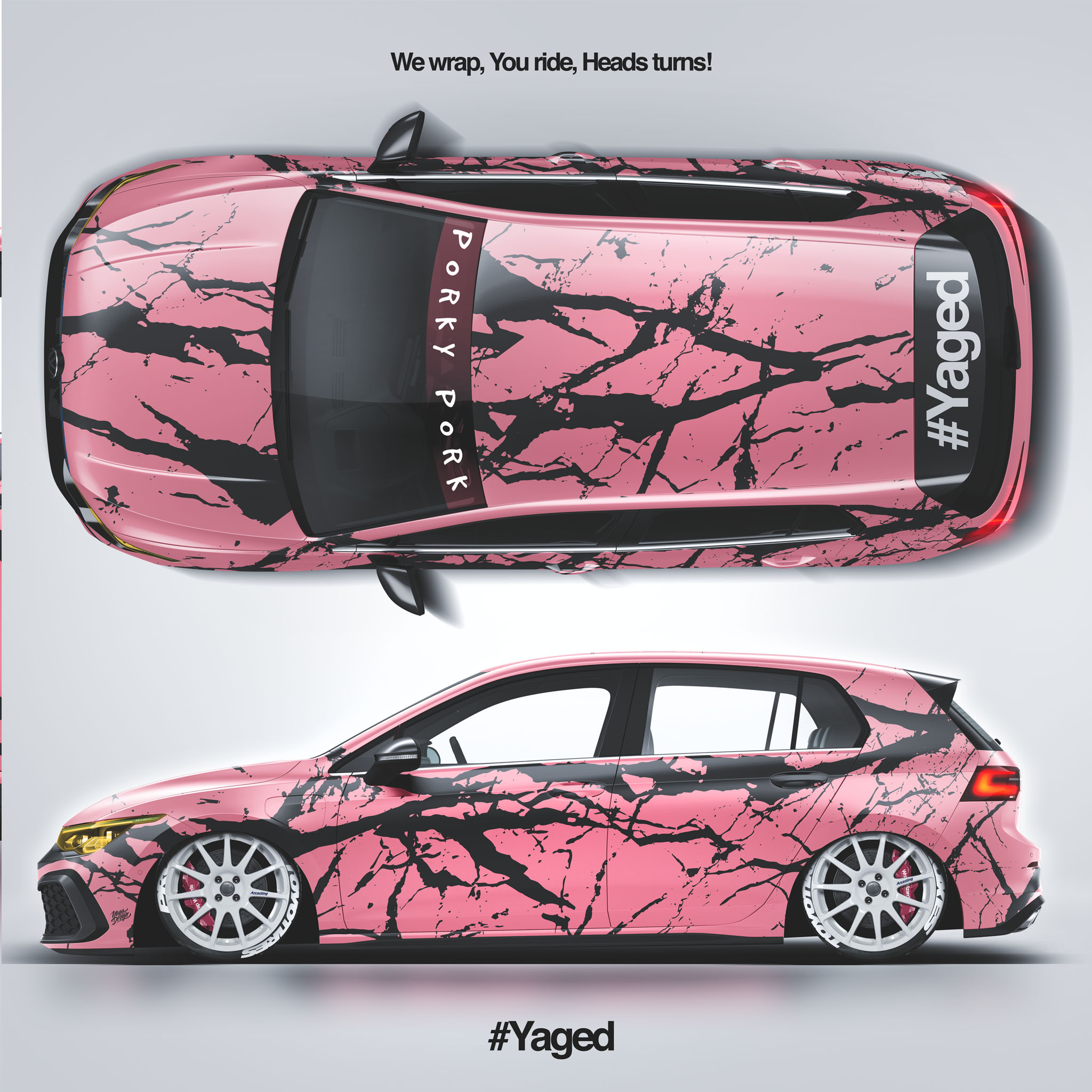 VOLKSWAGEN MK8 GTD PORYPORK BY YAGODESIGN SIDE AND TOP CAR PREVIEW